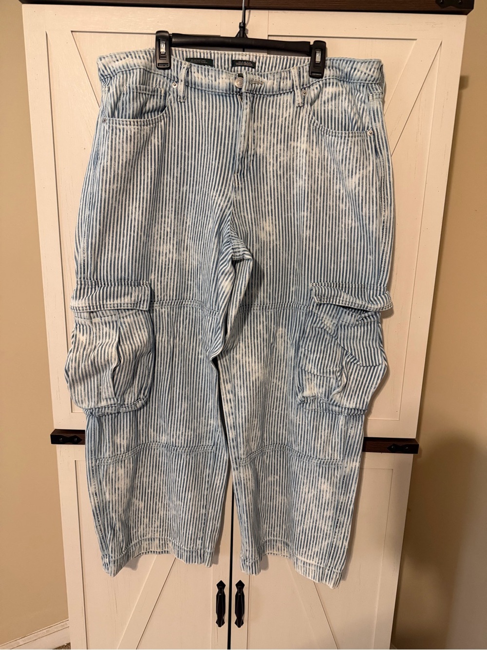wild fable Light Blue Striped Cargo Jeans